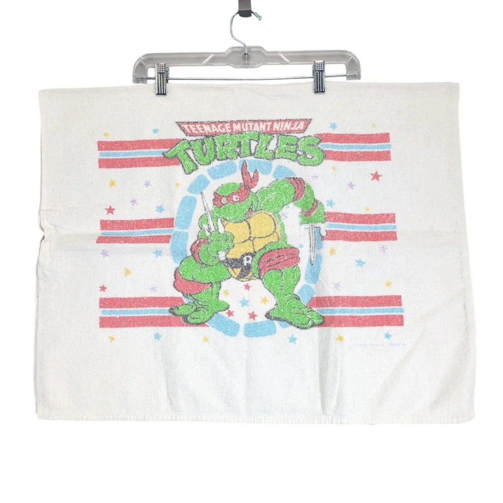 Vintage 1989-90s Dundee TMNT Kids Bath Towel Raphael USA Made 40x26